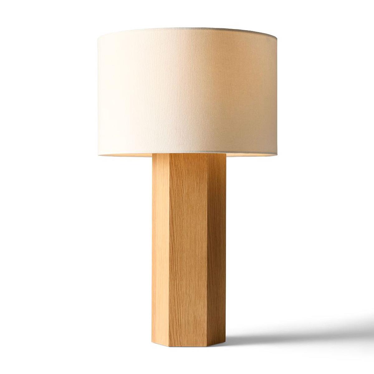 West Elm Culver Wood Faceted Table Lamp 61cm